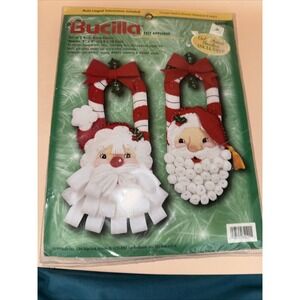 VTG 1999 BEARDED SANTA # 84090 FELT APPLIQUE DOOR KNOB COVER KIT SEALED